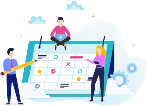 カレンダーに書き込む人のイラスト